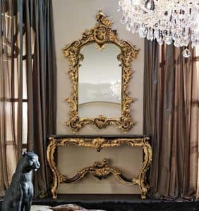 7541-2097, Consolle con specchiera, piano in marmo eramosa, per ambienti in stile classico di lusso