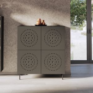 Pandora 4A, Mobile a 4 ante, con finitura laccata e decorazioni circolari