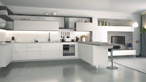 Ice, Cucina laccata bianca, elegante e tecnologica