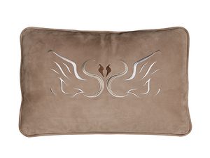 Cigni cuscino, Cuscino in pelle con cigni decorativi