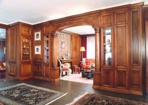 Boiserie con arco, Boiserie in noce, con arco con colonne, stile classico