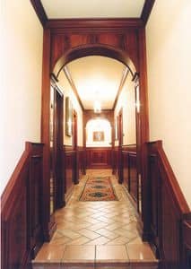 Boiserie corridoio, Boiserie in mogano per corridoi, stile classico