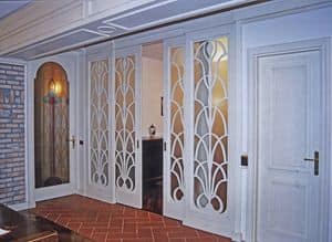 Porte ramage, Porta scorrevole in legno e vetro, stile classico