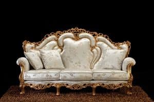 Alba divano tessuto, Divano barocco, con intagli artigianali