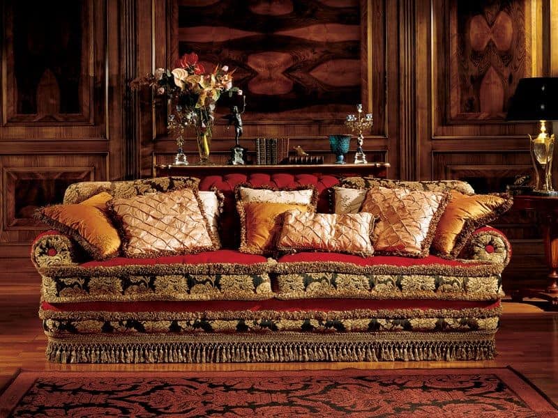 Angelica divano, Divano classico di lusso, realizzato a mano