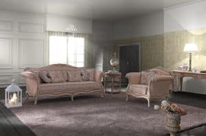 Camelia sitting room, Salotto in stile barocco, lavorato a mano, disponibile in diverse misure