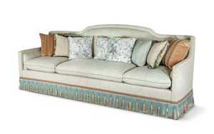 Divano 25-1042, Divano classico completamente imbottito, con frangia decorativa