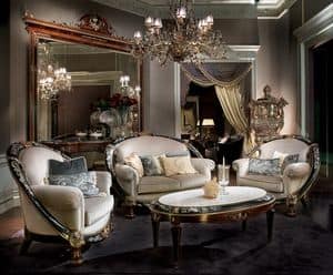 Glamour, Arredo salotto classico di lusso, salotto elegante