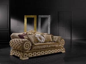 Louvre Plus divano, Divano capitonn in abete e in poliuretano siliconato