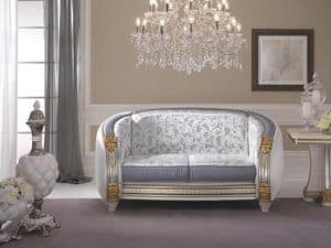 Liberty divano, Divano classico di alta qualità, con preziosi tessuti personalizzabili, per salotti e sale attesa