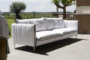 EFF divano, Divano design, con cuciture a contrasto e piedi in acciaio
