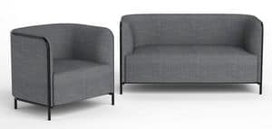 Place sofa, Divano rivestito in ecopelle, struttura in metallo