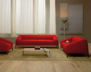 Sebastian divano, Divanetto design con piedini in legno, rivestimento in tessuto