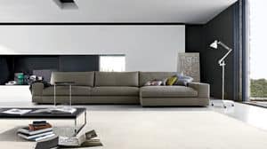 Vision, Divano moderno completamente sfoderabile, divano ecopelle o pelle per salotto moderno