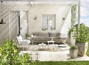 Bahamas divano, Divano per esterno, base in metallo, rivestimento in lino
