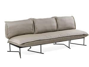 Colorado divano 3P, Ampio divano da esterno, base in acciaio, con cuscini
