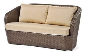 Gardenia sofa 2p, Divano in plastica intrecciata, base in alluminio, per esterno