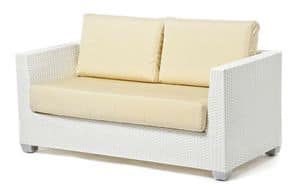 Giada sofa 2p, Divano in plastica intrecciata a mano, per ambienti balneari
