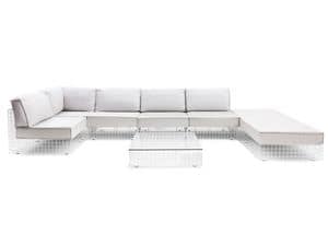 Grid divano componibile, Divano modulare, per esterni, in acciaio verniciato