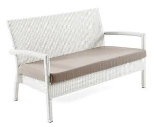 Lotus sofa, Divano impilabile in fibra sintetica e alluminio, per esterni