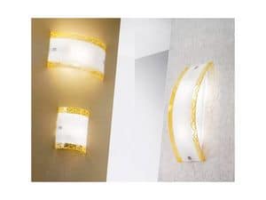 Capriccio - Applique e Mini Applique, Lampada elegante da parete, in vetro curvo decorato