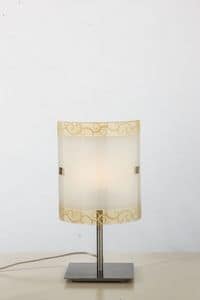 Capriccio - Lumetto, Lampada da scrivania, in vetro curvo decorato, per Ingresso