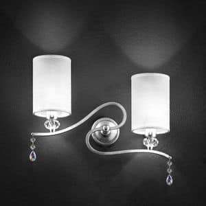 Delhia applique, Lampada da muro in metallo con 2 luci e pendenti sw