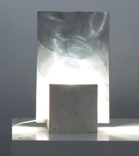 Reflex Acciaio, Lampada da terra in pietra, forma quadrata