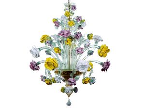 BOUQUET, Lampadario di Murano floreale, in vetro multicolore
