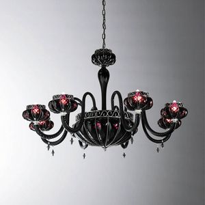 Diamante Rs340-095, Lussuoso lampadario classico, in vetro nero e cristallo