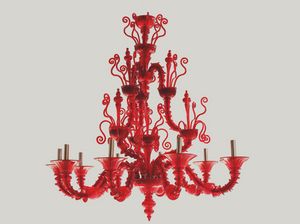 ROSSO, Lussuoso lampadario in stile Rezzonico, rosso rubino