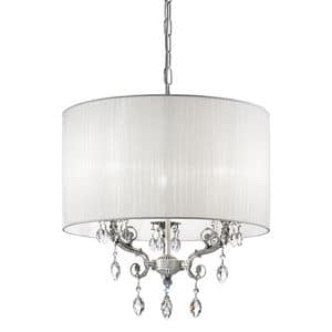 Art. 7117/3, Lampadario in argento, con paralume e gocce SW