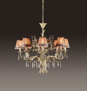 Brenda CH-08 PI, Lampadario in ottone con Swarowski decorativi