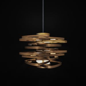 Calder, Lampadario con cerchi concentrici in ottone e diffusore in vetro