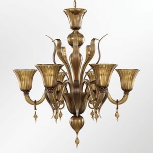 Fluage L0278-6-F2, Lampadario in vetro di Murano color fum