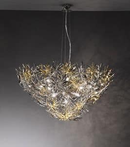 Ispirazione lampadario, Lampada in stile moderno, finiture in nichel, cromo e oro