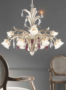 L.6030/8+4, Lampadario con decorazioni a forma di grappoli d'uva