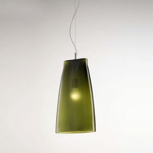Seppia Ls623-045, Lampada in vetro soffiato, color verde oliva satinato