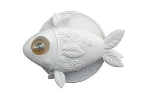 Aprile AP132 1B INT, Lampada da parete a forma di pesce, in ceramica bianca