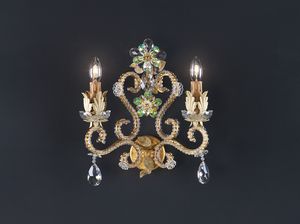 Art. 1455/A2, Applique foglia oro con cristalli decorativi