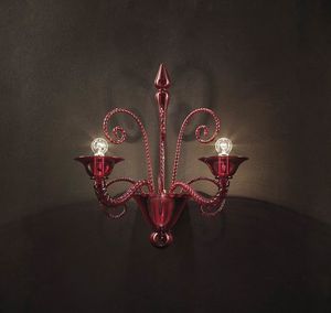 Art. VO 125/A/2, Lampada da parete in vetro di Murano rosso