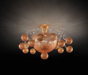 Art. VO 127/S/8, Lampada da soffitto con decorazioni arancio