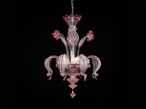 CA PESARO, Plafoniera in vetro cristallo decorato con fiori rosa