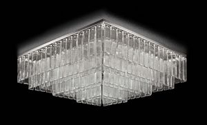 Charleston PL7500Q-10040-C, Plafoniera quadrata con listelli in cristallo