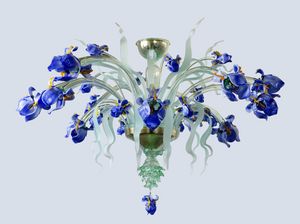 IRIS PL, Plafoniera floreale in vetro soffiato di Murano