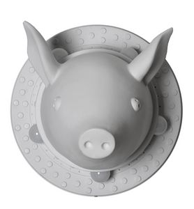 Porcamiseria AP656B, Lampada da parete a forma di maiale, in ceramica bianca