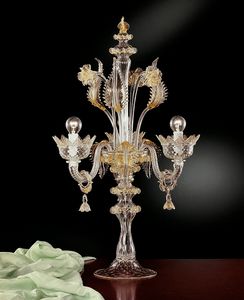 Art. VO 44/T/3, Lampada da tavolo con decorazioni in foglia oro 24Kt