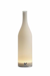 Bacco CT143 1B INT, Lampada da tavolo a forma di bottiglia, in vetro bianco