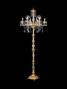 Art. 586/P6, Elegante lampada da terra con decori cristallo ed oro