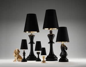 The Chess Lamps, Lampade in ceramica da scrivania, paralume in stoffa